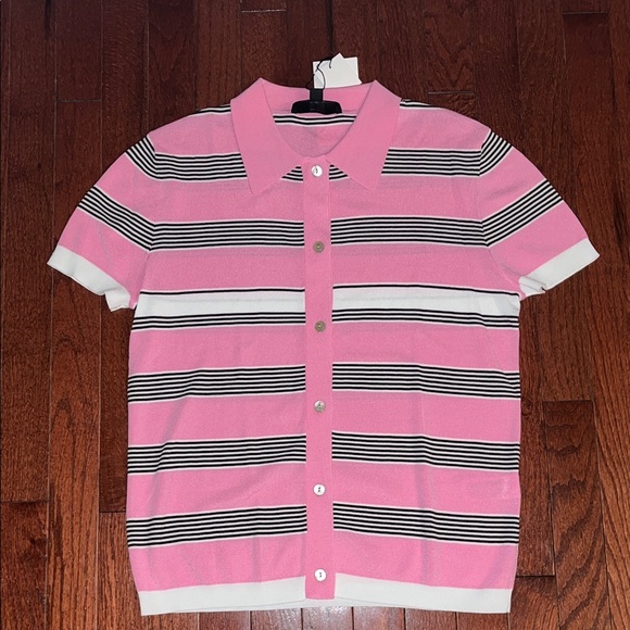 Zara Striped Knit Polo Shirt - Picture 1 of 5
